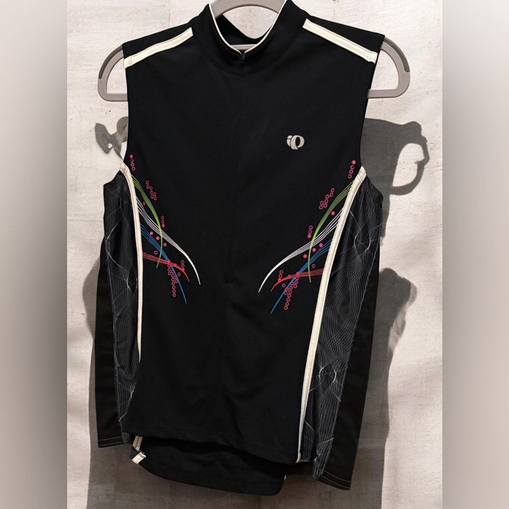 Pearl Izumi Black Cycling Jersey with Pink, Green, Blue & White Accents